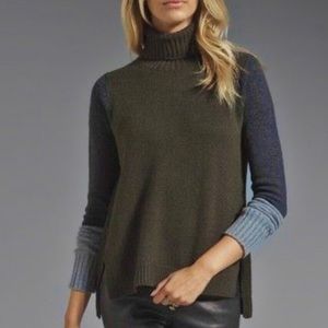 VINCE color block turtleneck Cashmere wool sweater